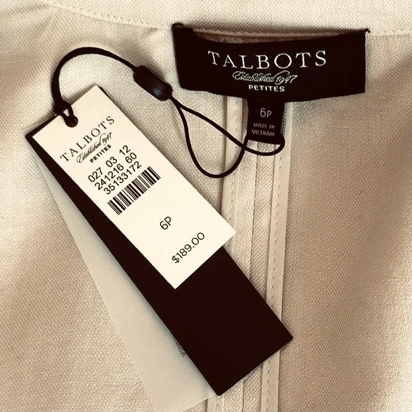 Talbots Petites 3pc Pant Suit Linen Blend Established 1947 6P NWT $380